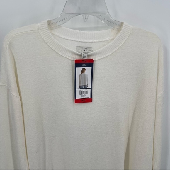 Lucky Brand women’s NWT cream sweater long sleeves Crew Neck Viscose Medium - Picture 4 of 7